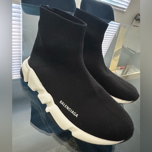 Balenciaga Black and White Sock Sneakers - Picture 1 of 6